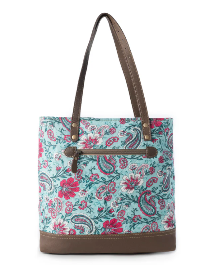 Myra | Pink Paisley Upcycled Canvas Tote Bag in Pink & Blue *FINAL SALE*