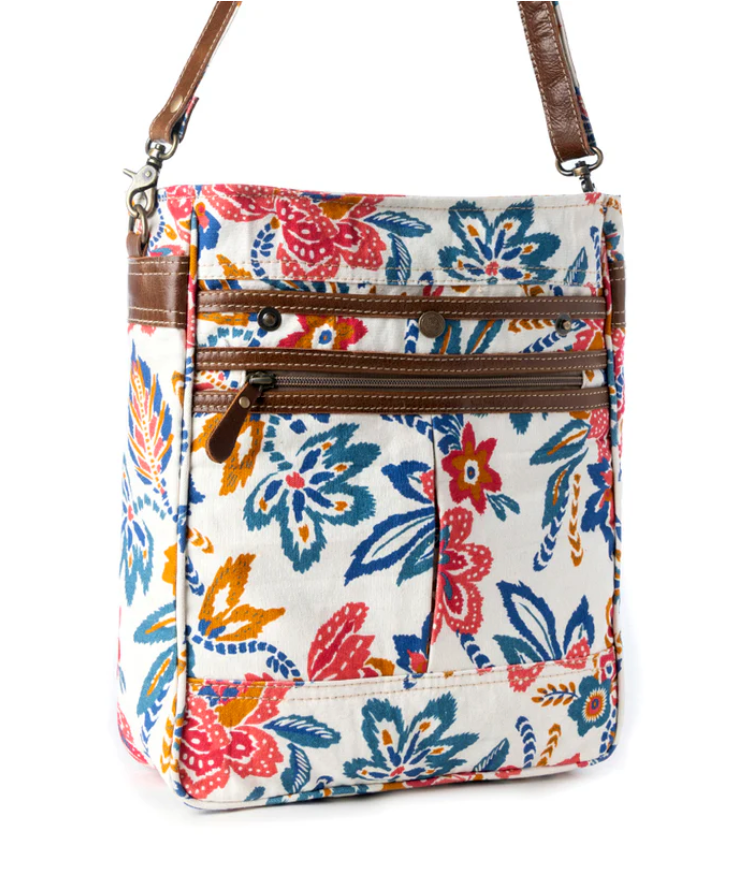 Myra | Folkflora Upcycled Canvas Concealed Carry Bag in White *FINAL SALE*