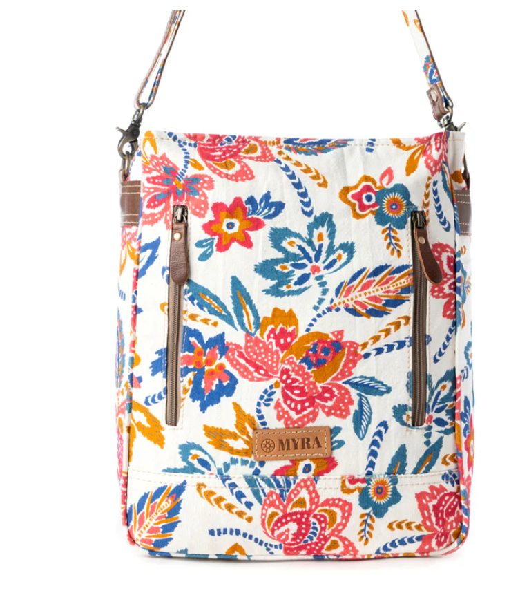 Myra | Folkflora Upcycled Canvas Concealed Carry Bag in White *FINAL SALE*