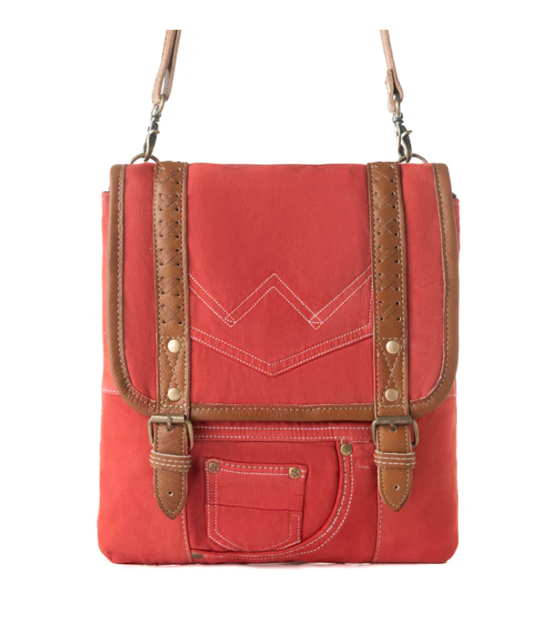 Myra | Dustrider Upcycled Canvas Vintage Style Concealed-Carry Bag in Red *FINAL SALE*