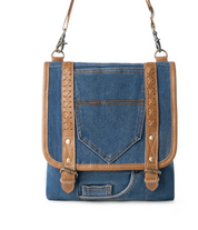 Myra | Dustrider Upcycled Canvas Vintage Style Concealed-Carry Bag in Denim Blue *FINAL SALE*