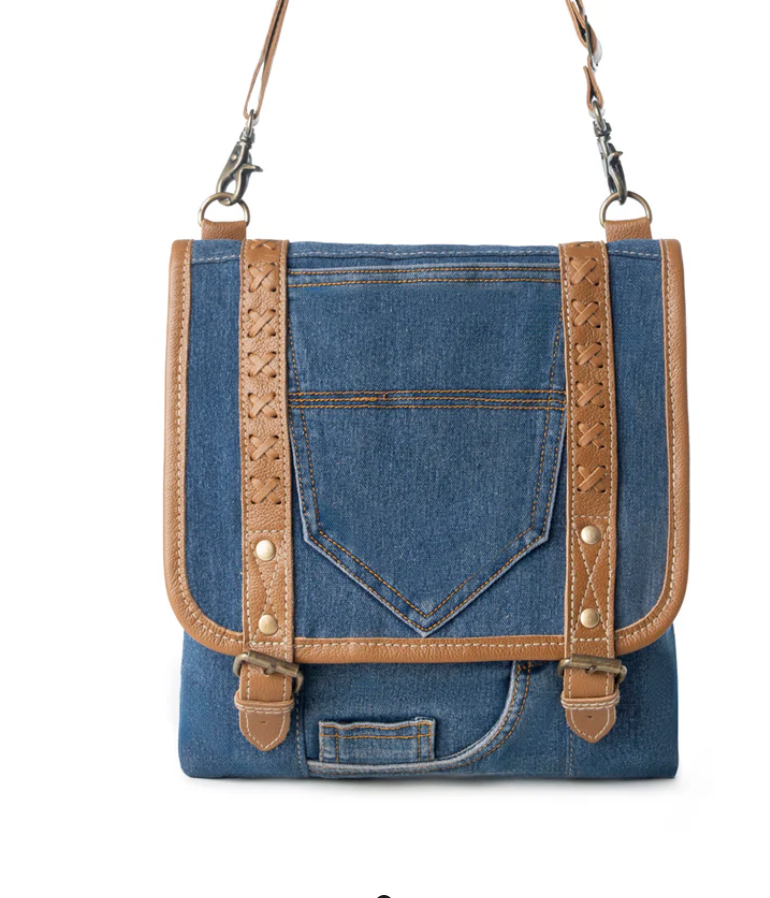 Myra | Dustrider Upcycled Canvas Vintage Style Concealed-Carry Bag in Denim Blue *FINAL SALE*
