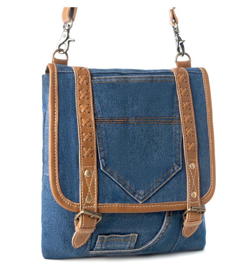 Myra | Dustrider Upcycled Canvas Vintage Style Concealed-Carry Bag in Denim Blue *FINAL SALE*