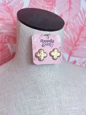 Textured Clover Dome Stud Earrings in Gold *Final Sale*