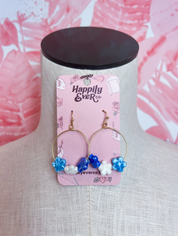 Colorful Ceramic Flower Drop Earrings in Blue