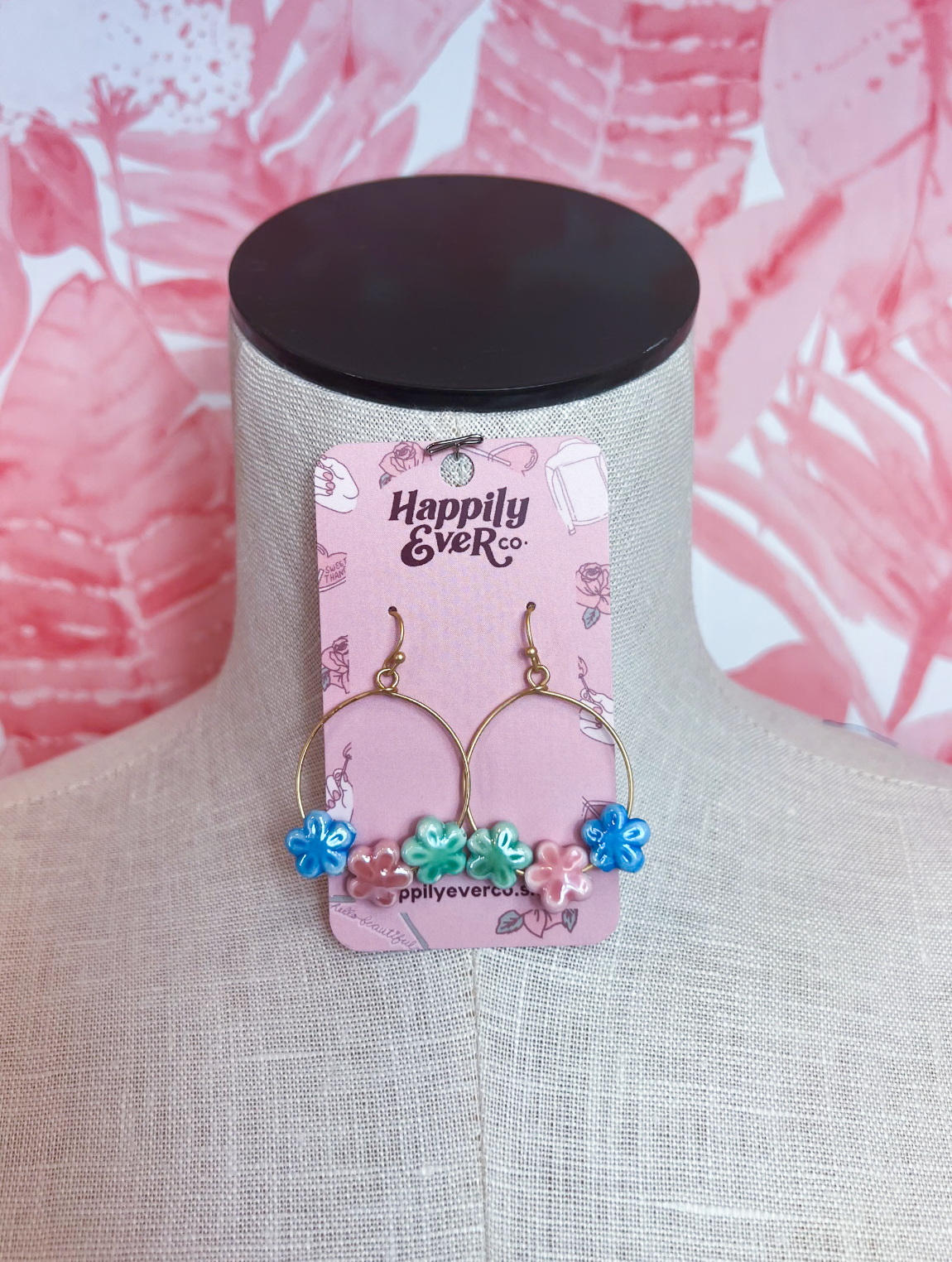 Colorful Ceramic Flower Drop Earrings in Multi *Final Sale*