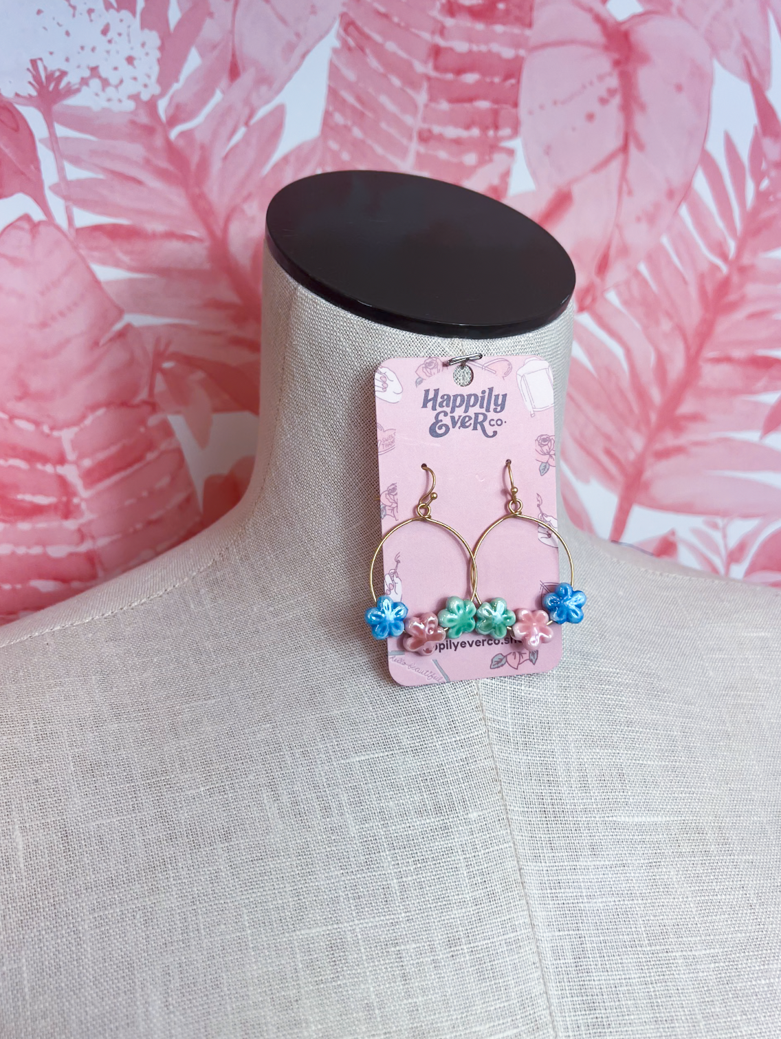 Colorful Ceramic Flower Drop Earrings in Multi *Final Sale*