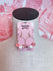 Colorful Ceramic Flower Drop Earrings in Pink *Final Sale*