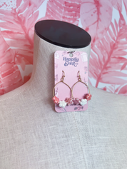 Colorful Ceramic Flower Drop Earrings in Pink *Final Sale*