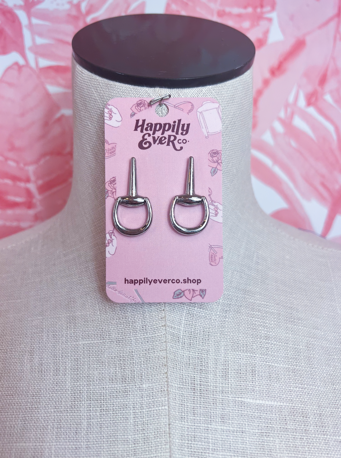 Metal Horsebit Post Earrings in Silver *Final Sale*