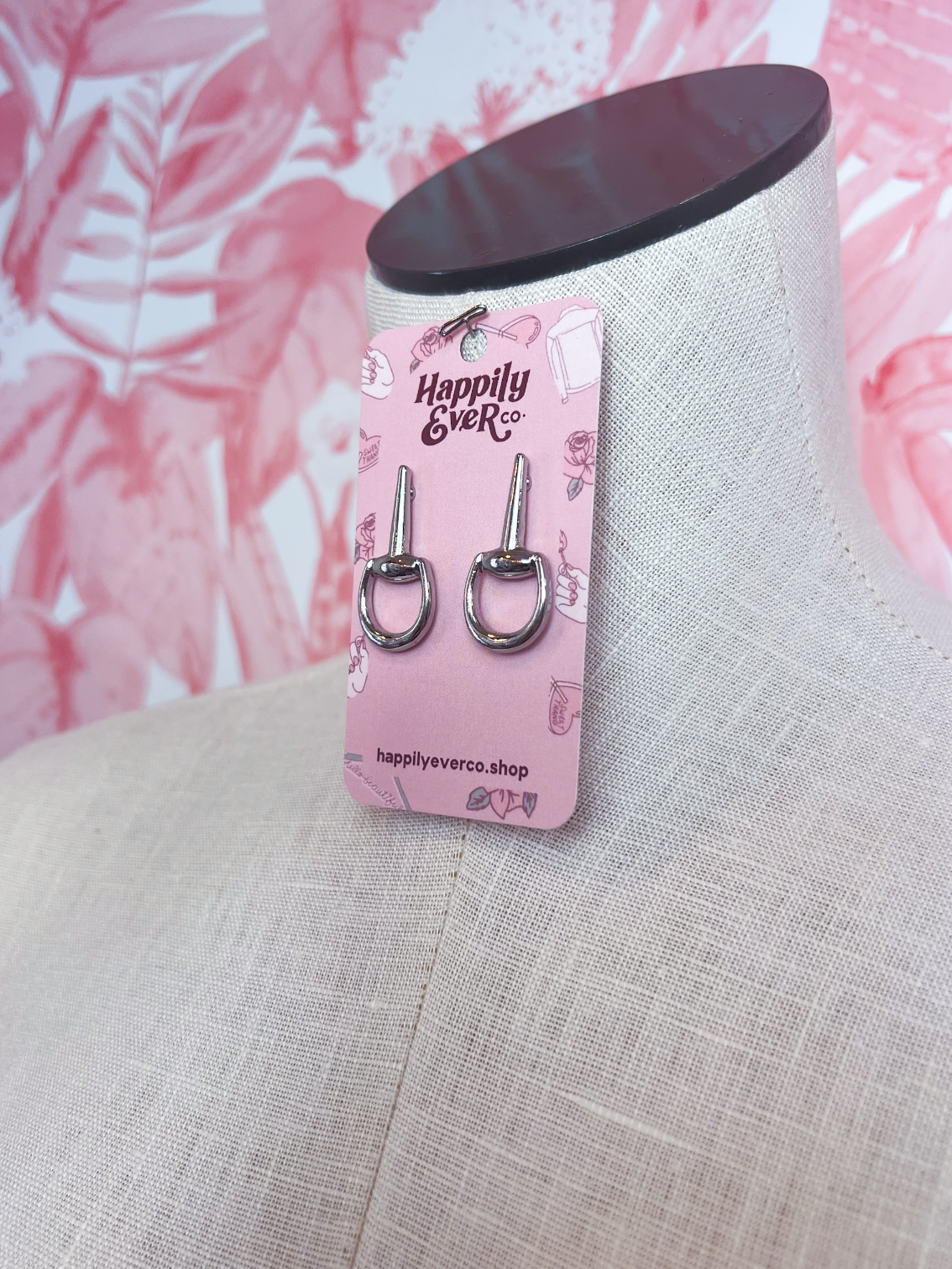 Metal Horsebit Post Earrings in Silver *Final Sale*
