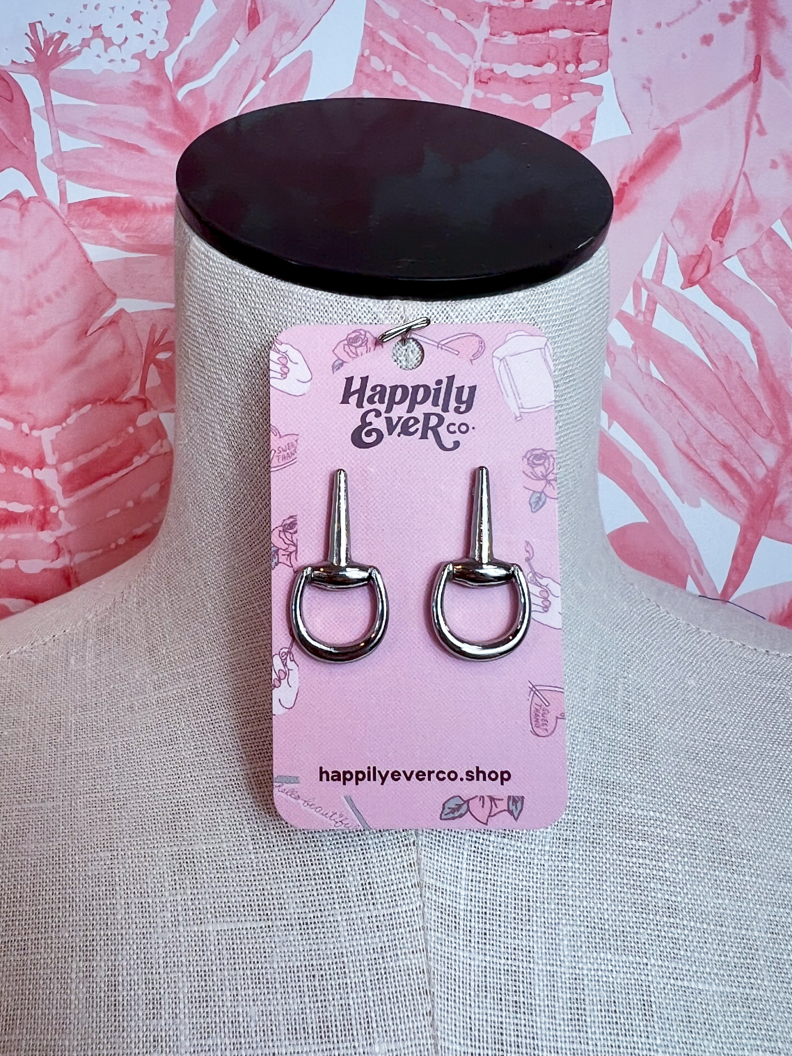 Metal Horsebit Post Earrings in Silver *Final Sale*
