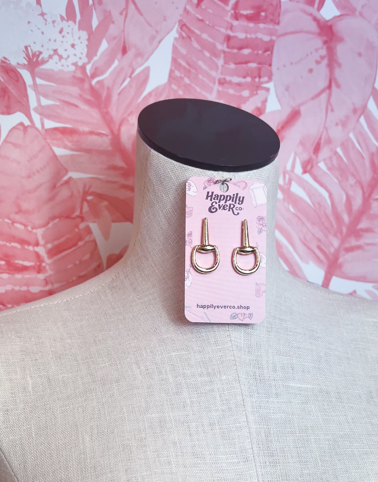Metal Horsebit Post Earrings in Gold *Final Sale*