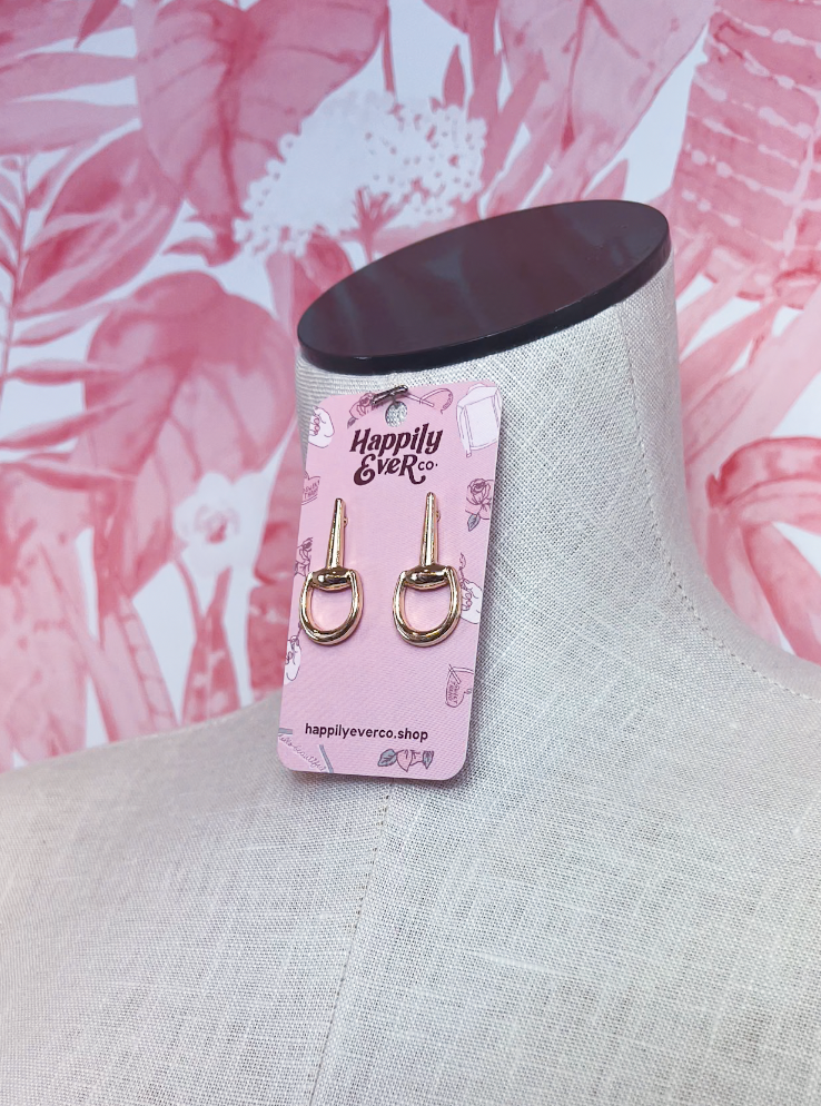 Metal Horsebit Post Earrings in Gold *Final Sale*