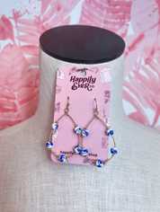 Porcelain Bead Teardrop Earrings in Gold-Blue-White *Final Sale*