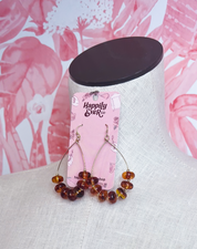 Marble Inspired Bead Gold Dipped Teardrop Earrings in Brown *Final Sale*