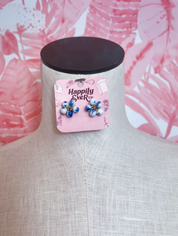 Ceramic Beaded Flower Stud Earrings in Blue & White *Final Sale*