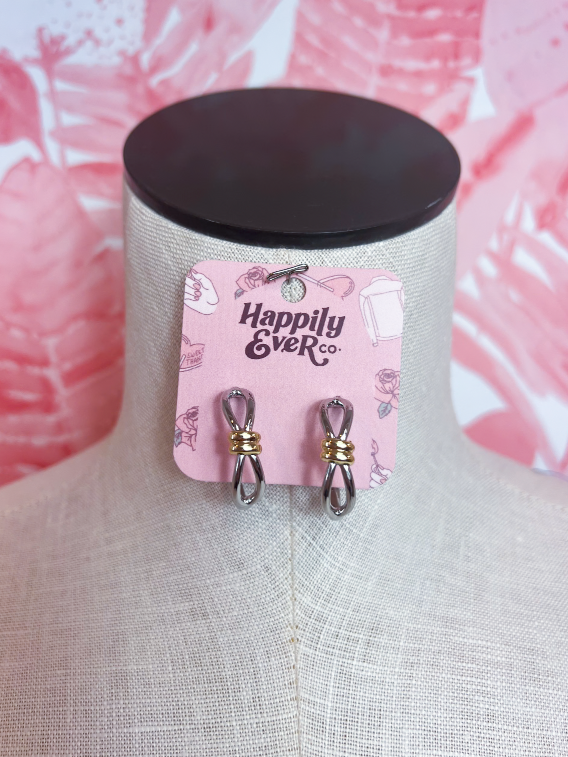Two-Tone Metal Knot Hoop Earrings *Final Sale*