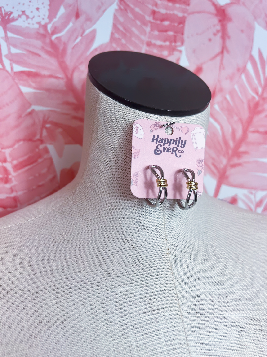 Two-Tone Metal Knot Hoop Earrings *Final Sale*