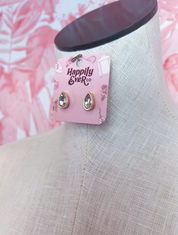 Teardrop Medium Stone Stud Earrings *Final Sale*
