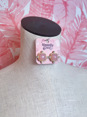 Color Square Rhinestone Acrylic Stud Earrings in Pink *Final Sale*