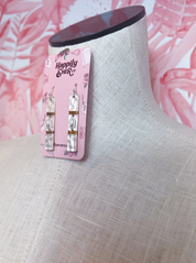 Matte Metal Wire Cream Pearl Earrings in Silver *Final Sale*