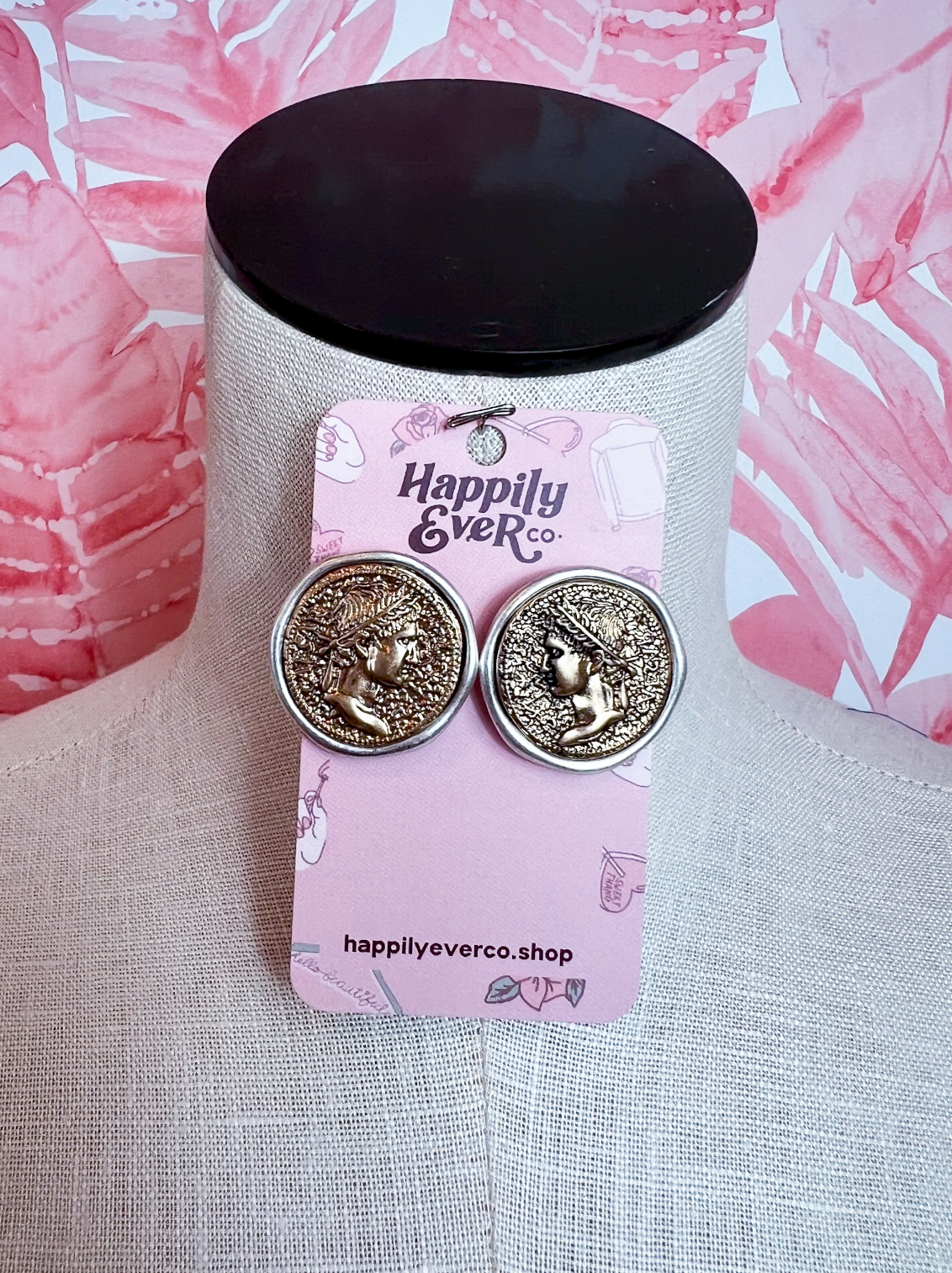Vintage-inspired Ancient Greek Caesar Post Earrings in Worn Silver *Final Sale*