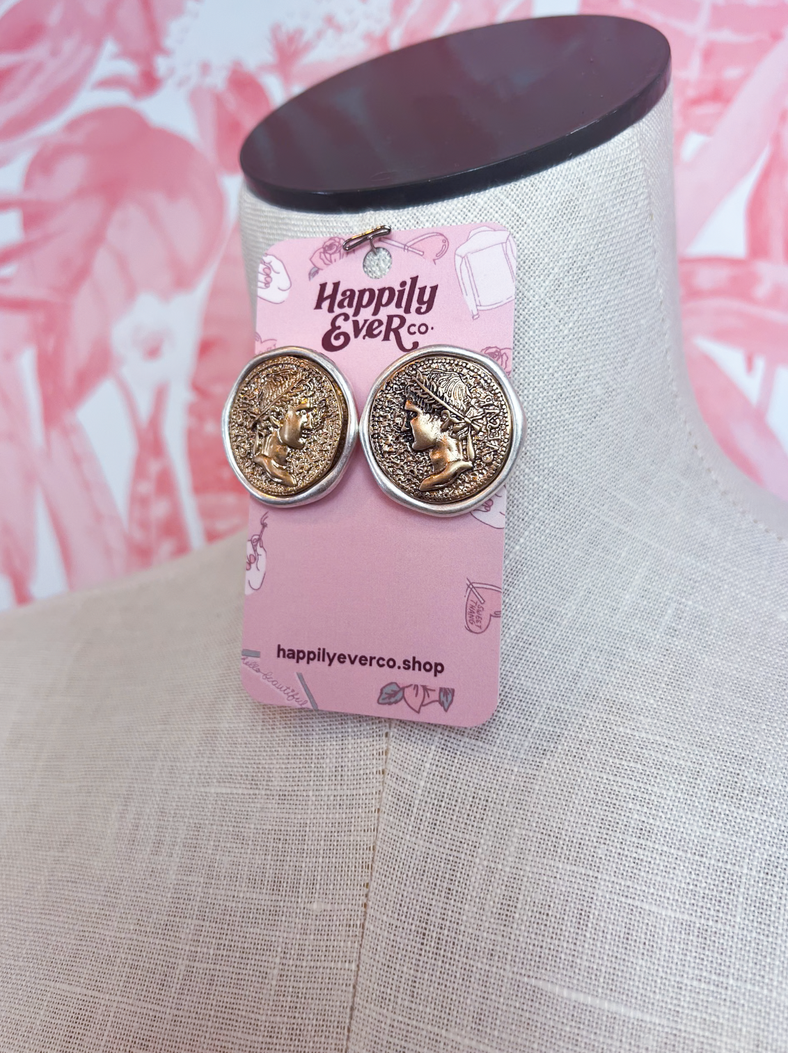 Vintage-inspired Ancient Greek Caesar Post Earrings in Worn Silver *Final Sale*