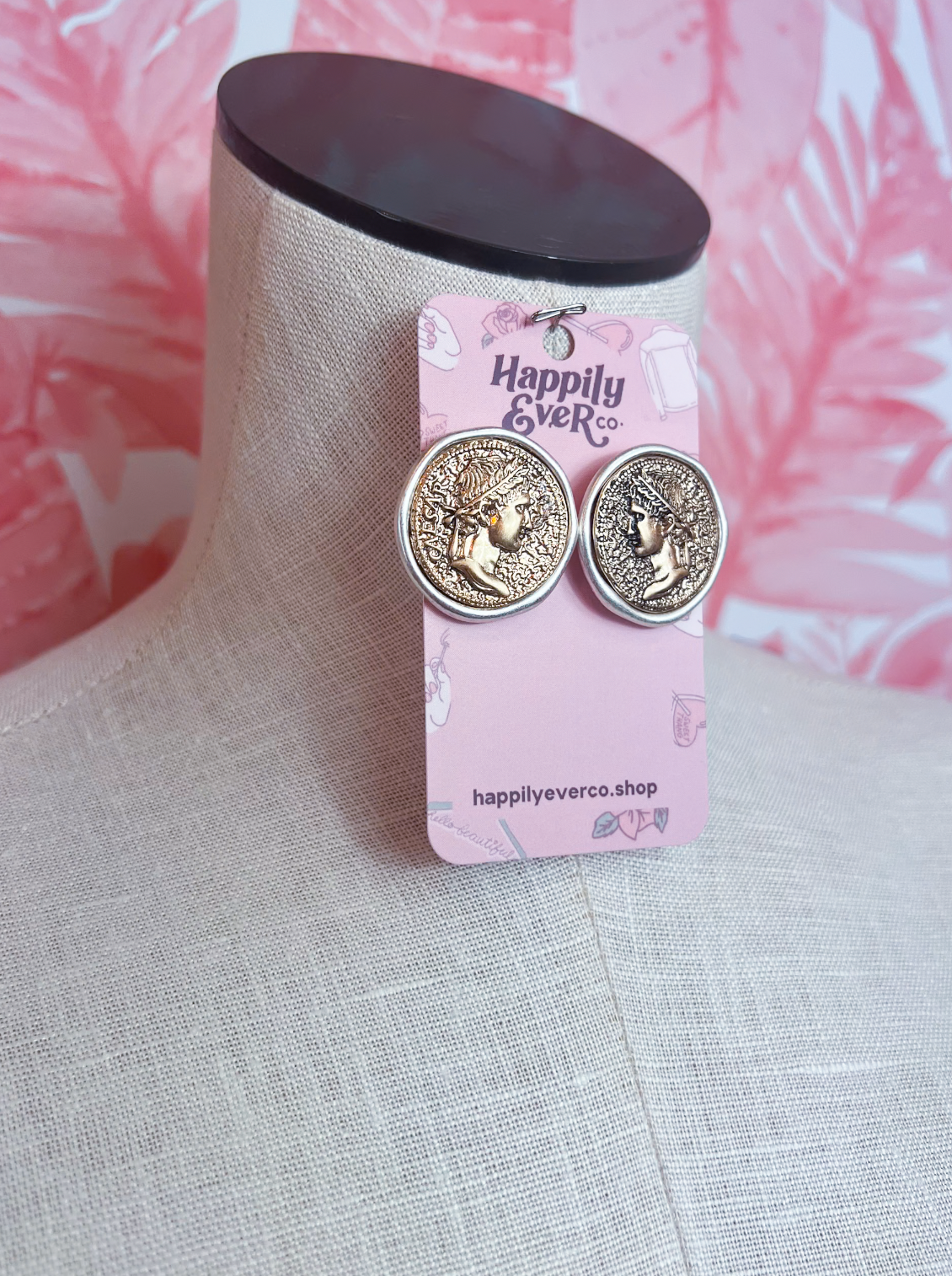 Vintage-inspired Ancient Greek Caesar Post Earrings in Worn Silver *Final Sale*