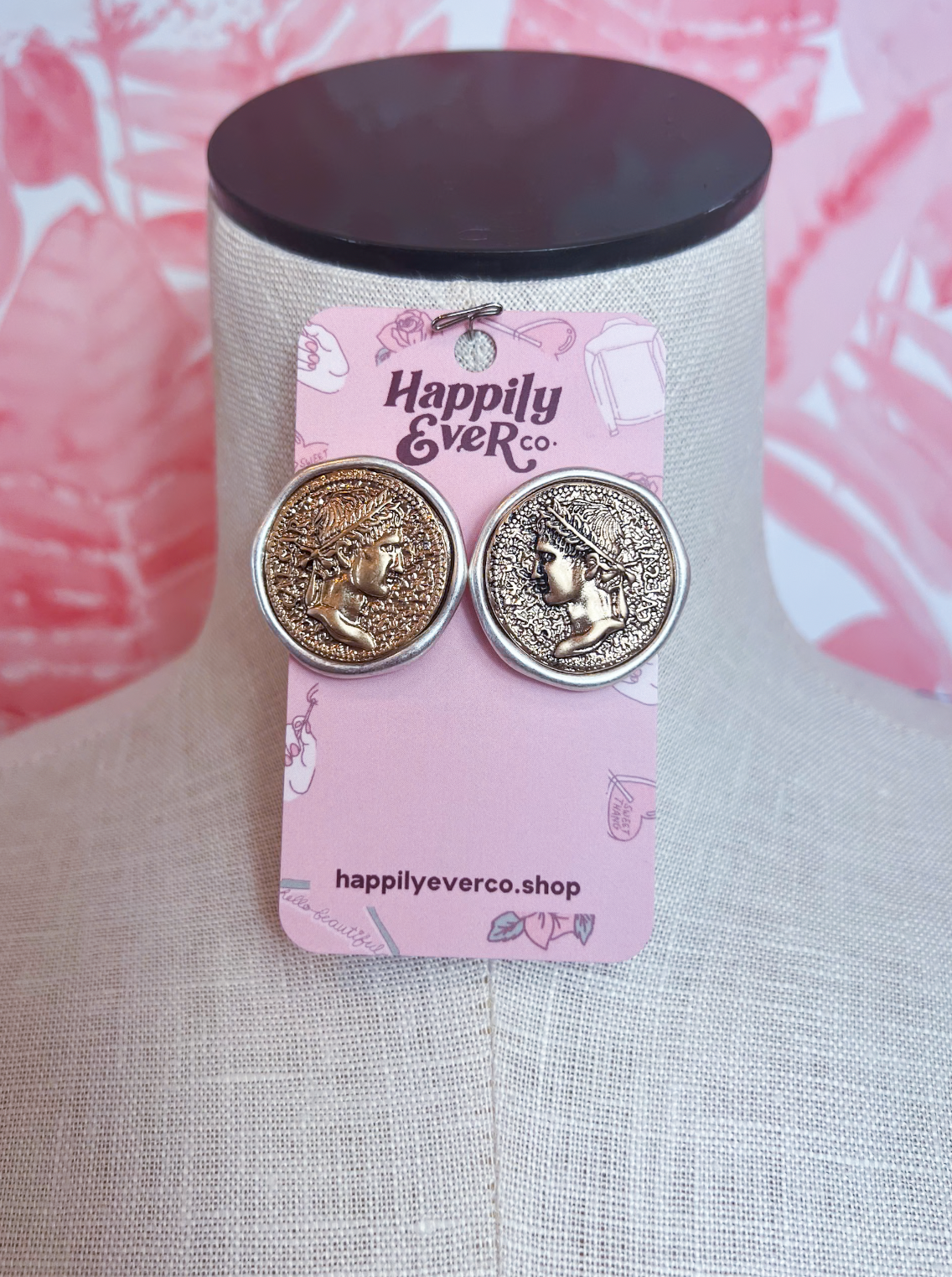 Vintage-inspired Ancient Greek Caesar Post Earrings in Worn Silver *Final Sale*