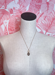 Sparkling Oval Metal Necklace in Gold-Brown *Final Sale*