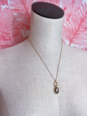 Sparkling Oval Metal Necklace in Gold-Brown *Final Sale*