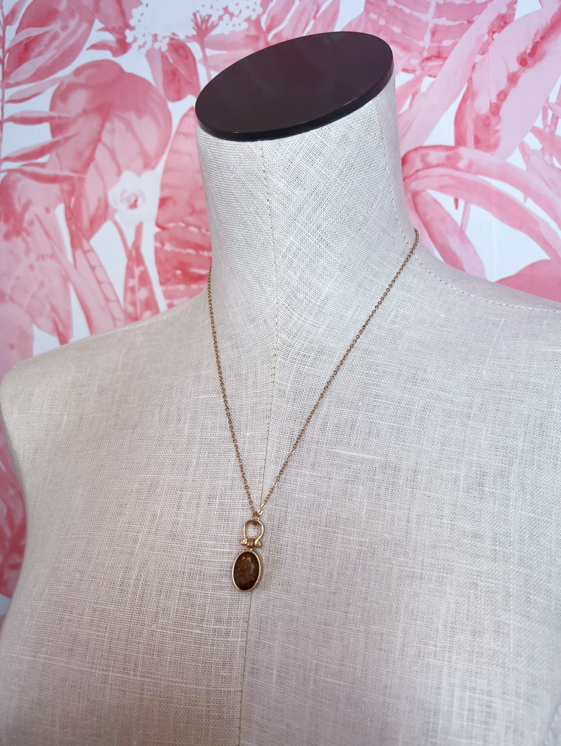 Sparkling Oval Metal Necklace in Gold-Brown *Final Sale*