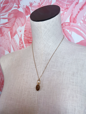 Sparkling Oval Metal Necklace in Gold-Brown *Final Sale*