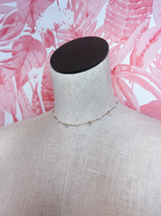 Delicate Metal Pearl Flower Linked Necklace in Cream Pearl *Final Sale*