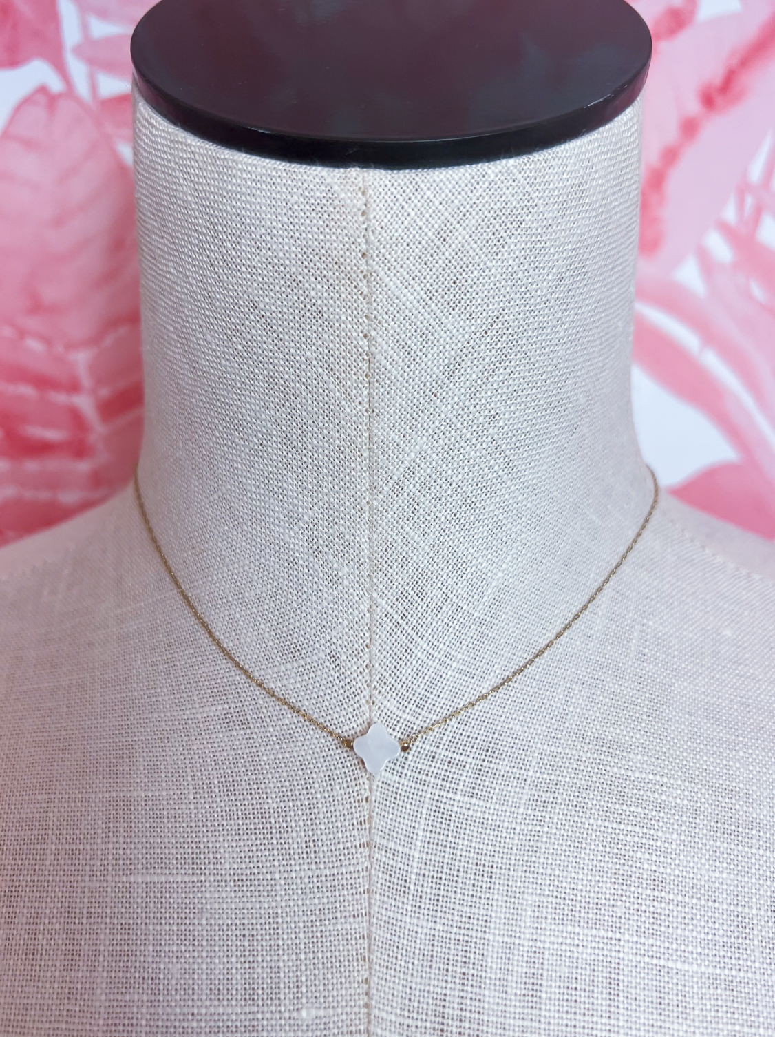 Pearl Accent Quatrefoil Statement Necklace in Gold*Final Sale*