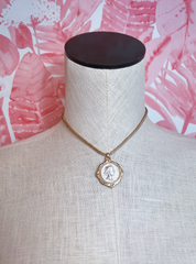 Two-Tone Coin Charm Necklace in Worn Gold *Final Sale*