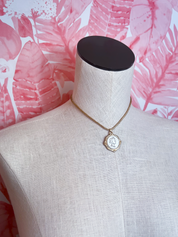 Two-Tone Coin Charm Necklace in Worn Gold *Final Sale*