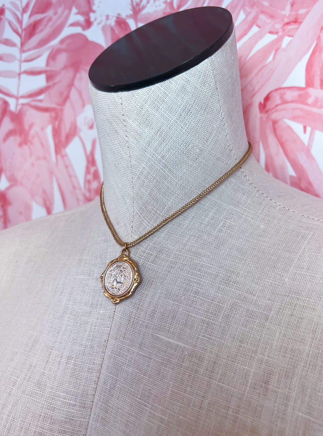Two-Tone Coin Charm Necklace in Worn Gold *Final Sale*
