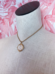Two-Tone Coin Charm Necklace in Worn Gold *Final Sale*