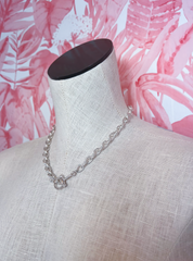 Metal Textured Linked Toggle Necklace in Worn Silver *Final Sale*