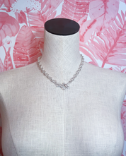 Metal Textured Linked Toggle Necklace in Worn Silver *Final Sale*