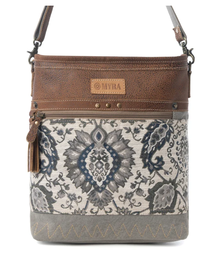 Myra | Sagebrook Jacquard Upcycled Canvas Bag in Sage *FINAL SALE*