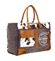 Myra | Dakota Trail Hairon Leather Weekender Bag in Charcoal *FINAL SALE*