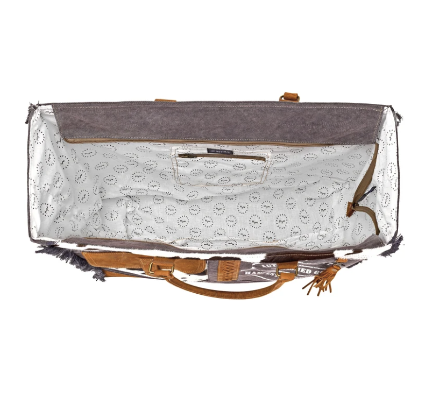 Myra | Dakota Trail Hairon Leather Weekender Bag in Charcoal *FINAL SALE*