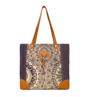 Myra | Abstract Key Tote Bag in Charcoal & Lace *FINAL SALE*