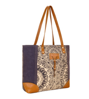 Myra | Abstract Key Tote Bag in Charcoal & Lace *FINAL SALE*