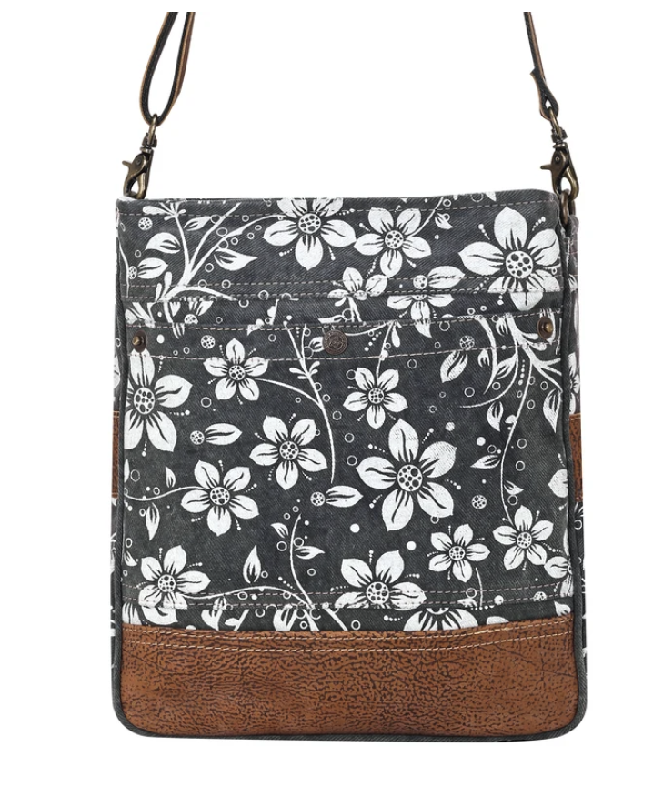 Myra | Blossom Print Shoulder Bag in Grey *FINAL SALE*