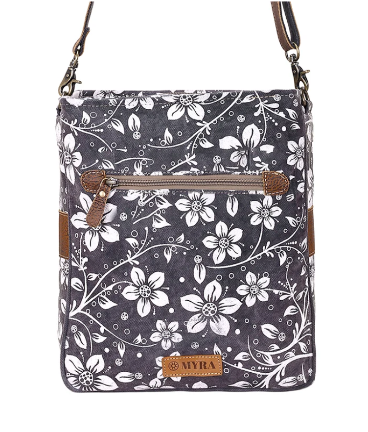 Myra | Blossom Print Shoulder Bag in Grey *FINAL SALE*