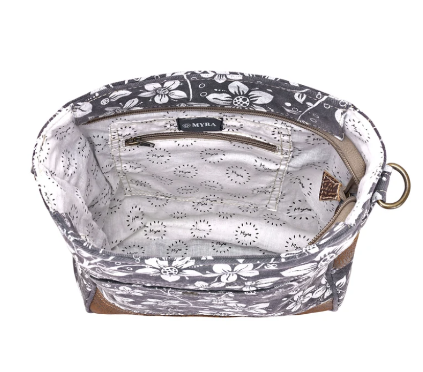 Myra | Blossom Print Shoulder Bag in Grey *FINAL SALE*